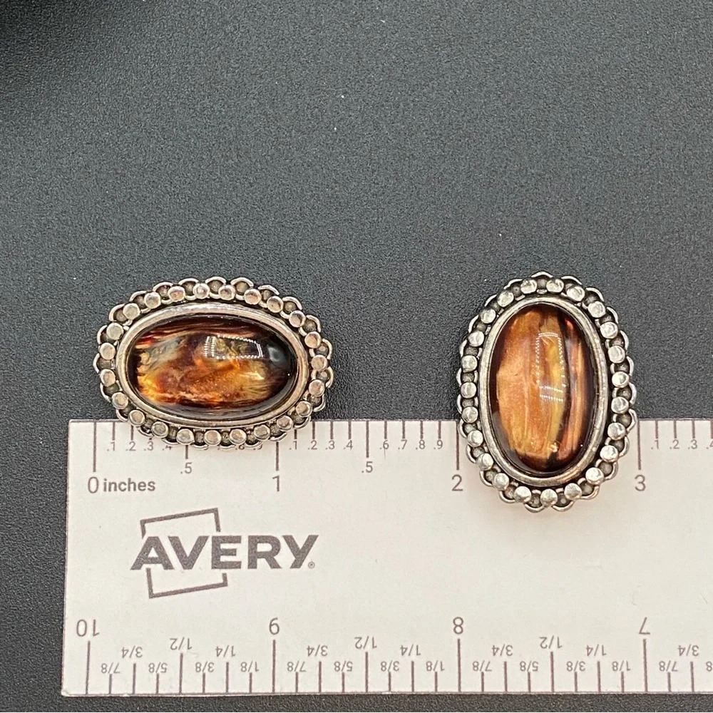 Stunning Amber Lucite Statement Clip On Earrings - Picture 3 of 9